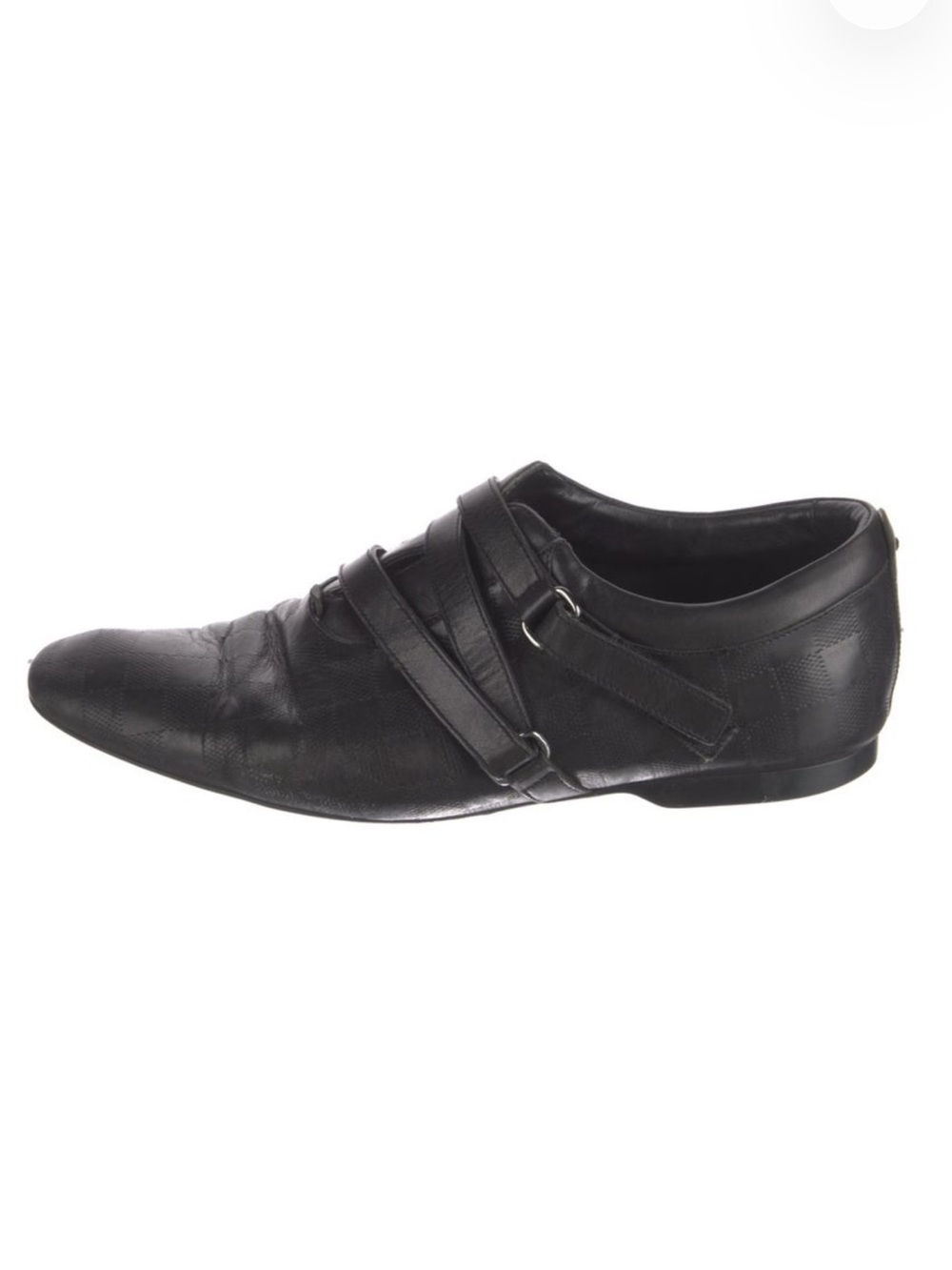 Louis Vuitton Men’s Houndstooth Leather Monk Strap Shoes Black Size 7 Fits US 8